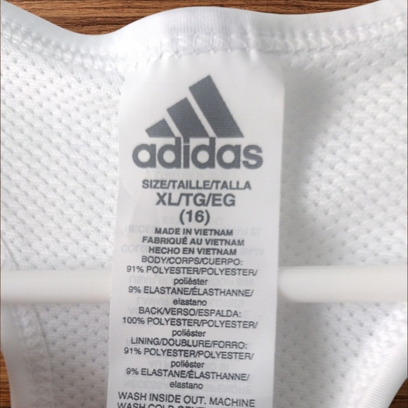 Adidas Girls White Sports Bra with Rainbow Logo - Picture 5 of 5